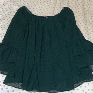 Dark Green Polka Dot Top